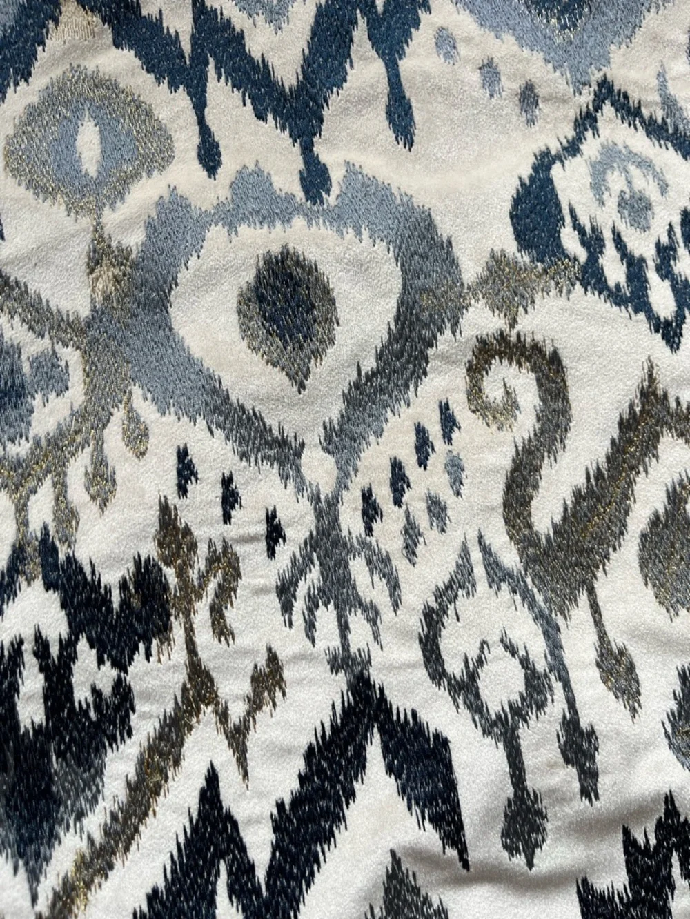 Callisto Home Blue, White, Navy IKAT Embroidered Decorative Throw Pillow Cover